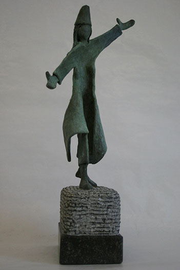 "Derwisj - 4" brons, hardsteen, unicum, verkocht, particuliere collectie