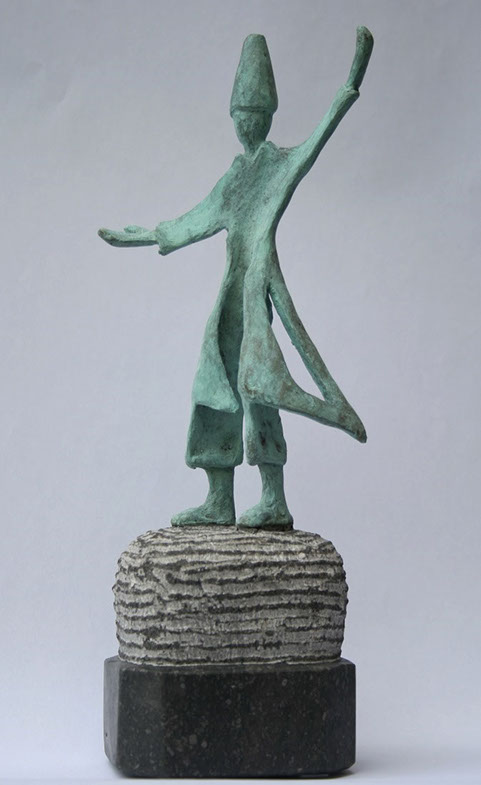 "Derwisj - 5" brons, hardsteen, unicum, verkocht, particuliere collectie