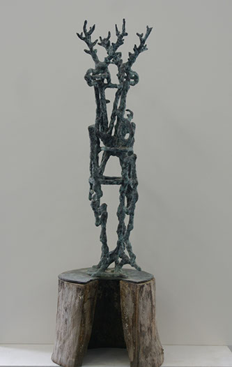 "Hertenwoud" brons, hout, unicum
