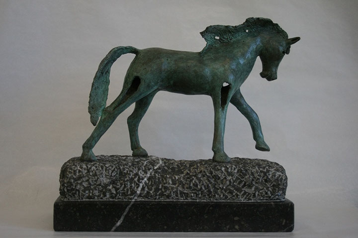 "Paard - 5" brons, hardsteen, unicum, verkocht, particulier collectie