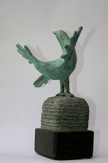"Uit het nest - 10" brons, dolomiet, unicum, verkocht, particuliere collectie